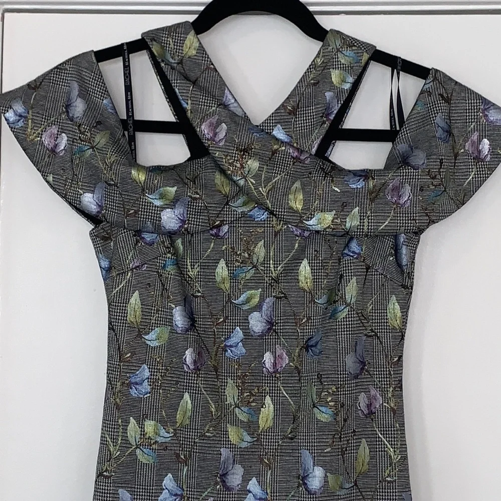 NWOT RACHEL Rachel Roy Jolie Dress Plaid Floral XS - Picture 4 of 11